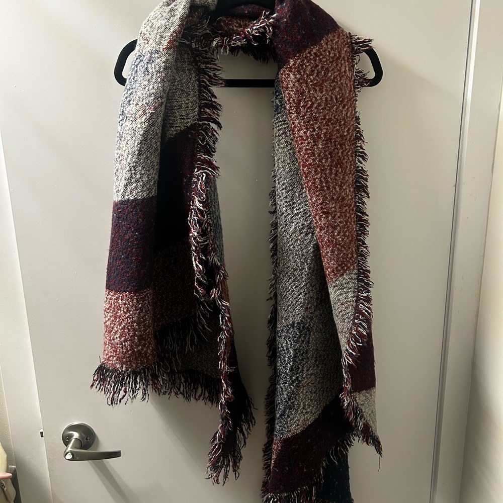 Anthropologie Multicolor Fringed Blanket Scarf